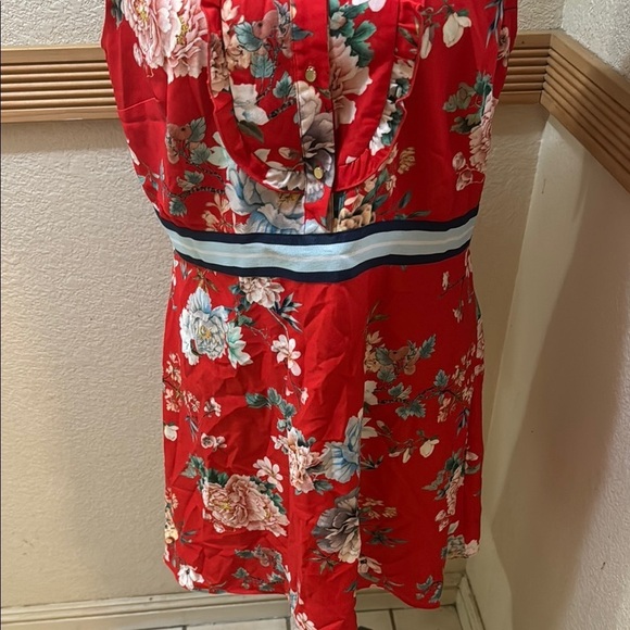 River Island NWT Size UK 16 Floral Red Sleeveless Dress!!! - Picture 3 of 11